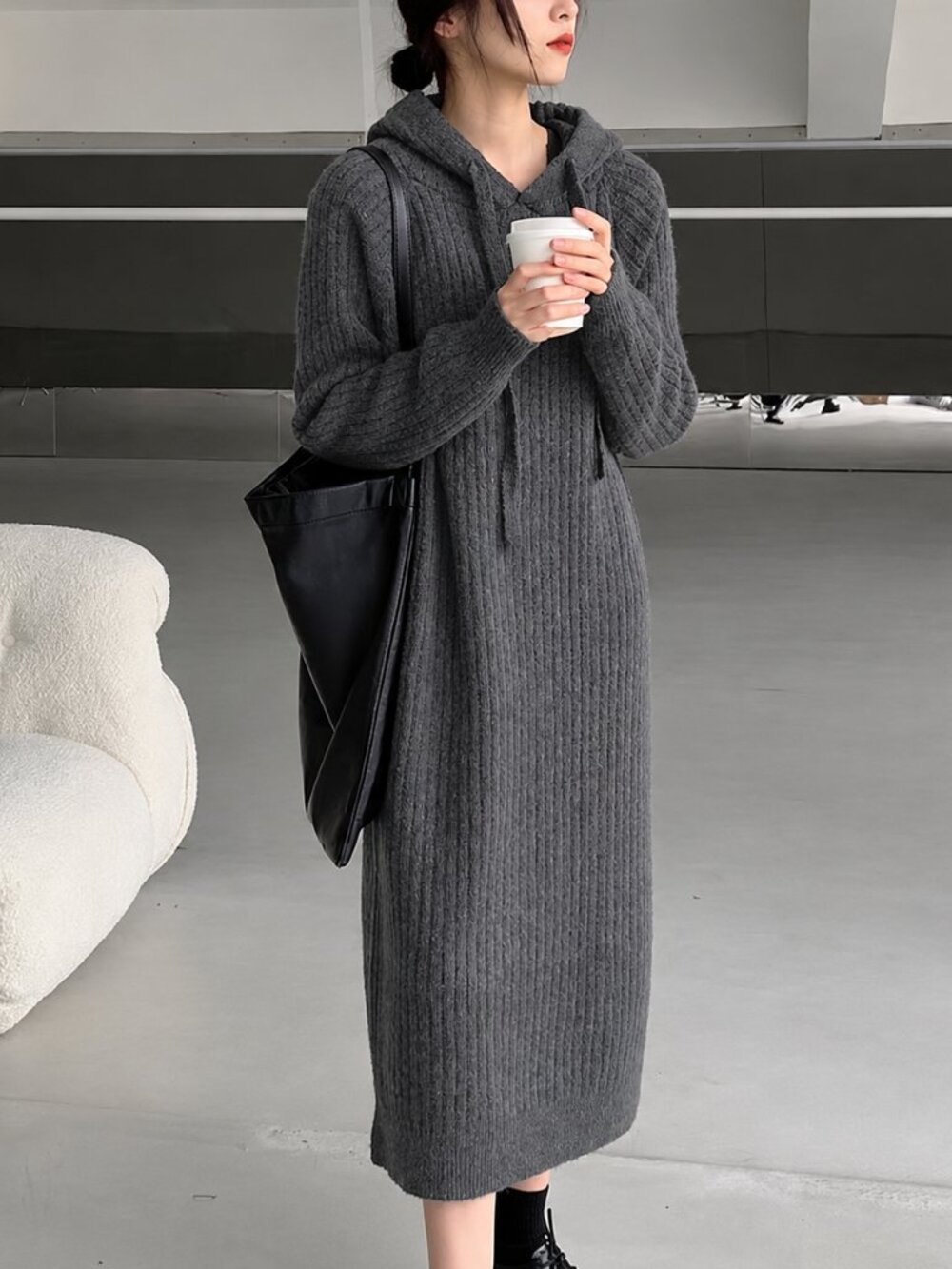 Women's Loose Slimming Knitted Pullover Sweater Dress